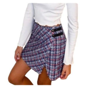 NWT Urban Outfitters Wool Plaid Wrap Mini Skirt-Size Medium